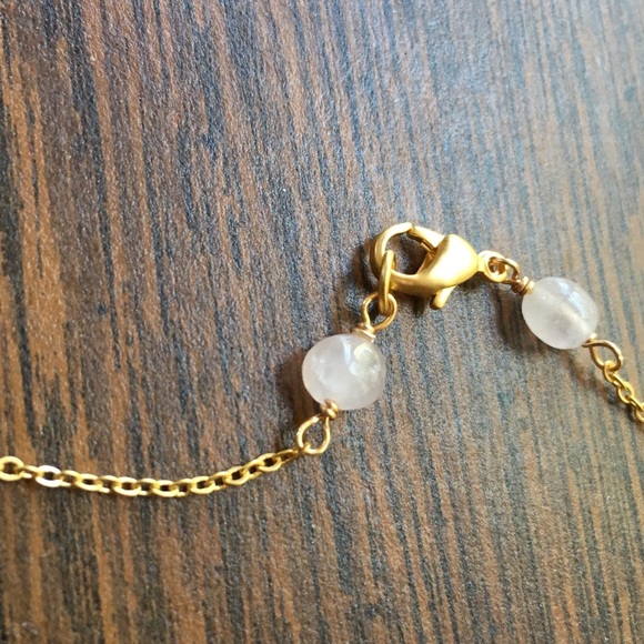 Rose Quartz Trio Handmade Necklace on Gold Chain - Picture 7 of 8